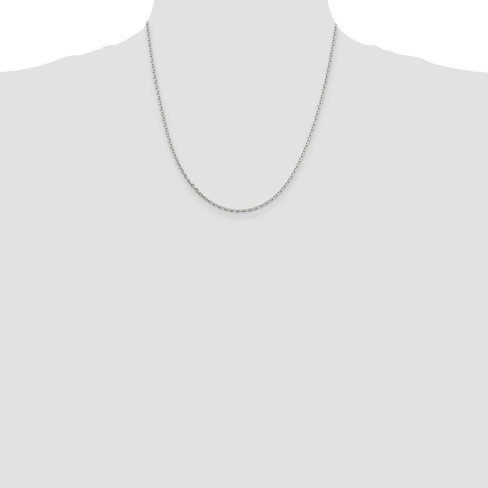 Sterling Silver 2mm Beveled Oval Cable Chain 20 Inches