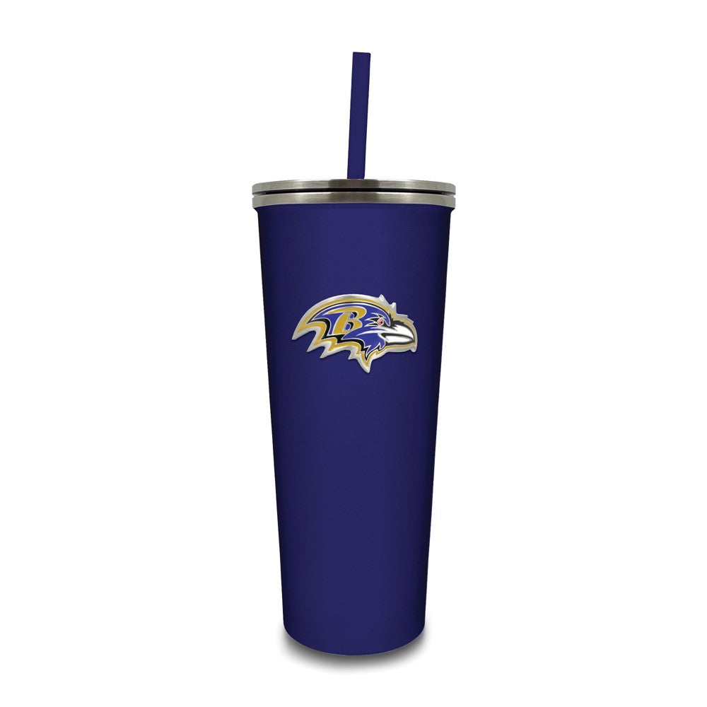 NFL Baltimore Ravens Stainless Steel 24 ounce Skinny Tumbler with Emblem and Straw