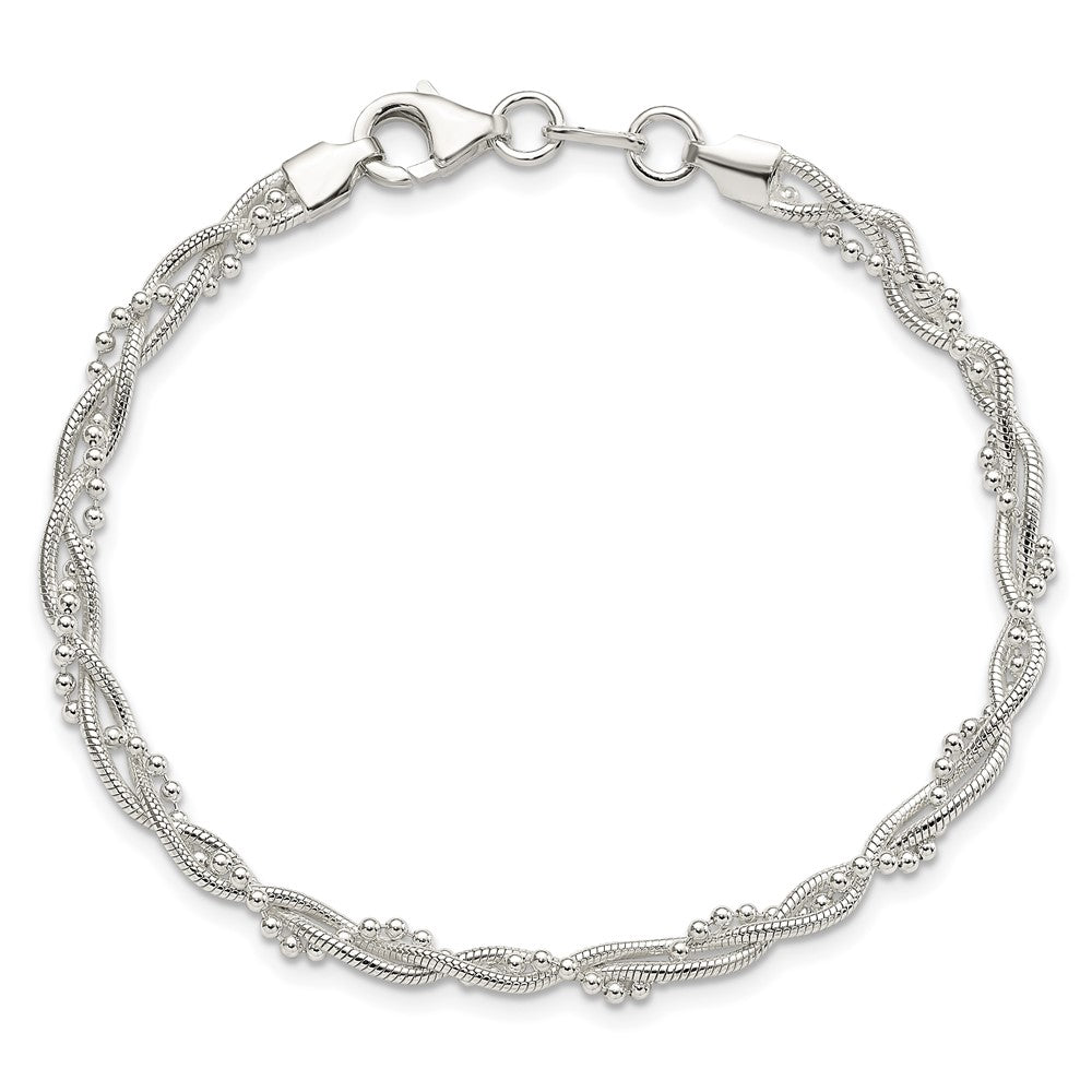 Sterling Silver Fancy Braided Bracelet 7.5 inches