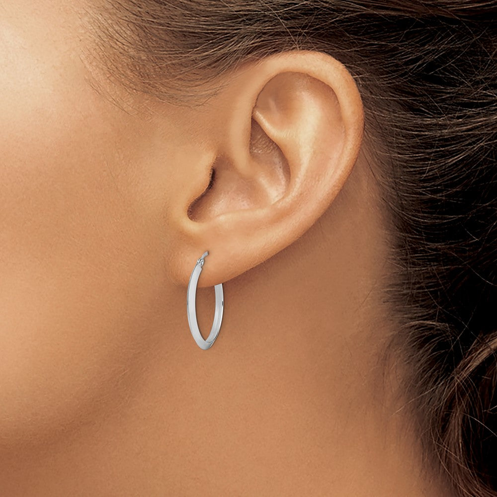 10k White Gold Polished Hoop Earrings