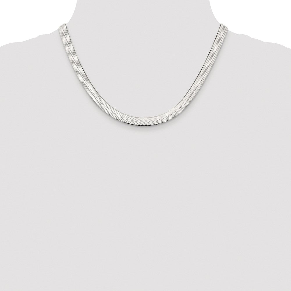 Sterling Silver Rhodium-plated 7.3mm Magic Herringbone Chain