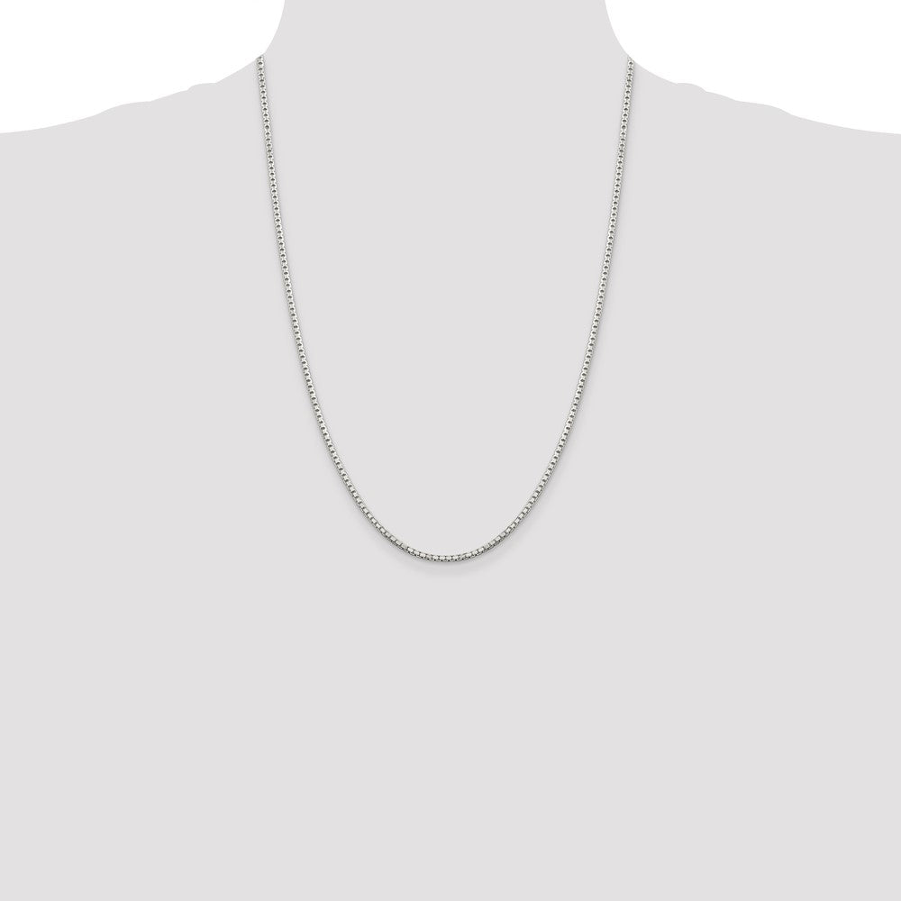 Sterling Silver 2mm 8 Sided Diamond-cut Box Chain 24 Inches