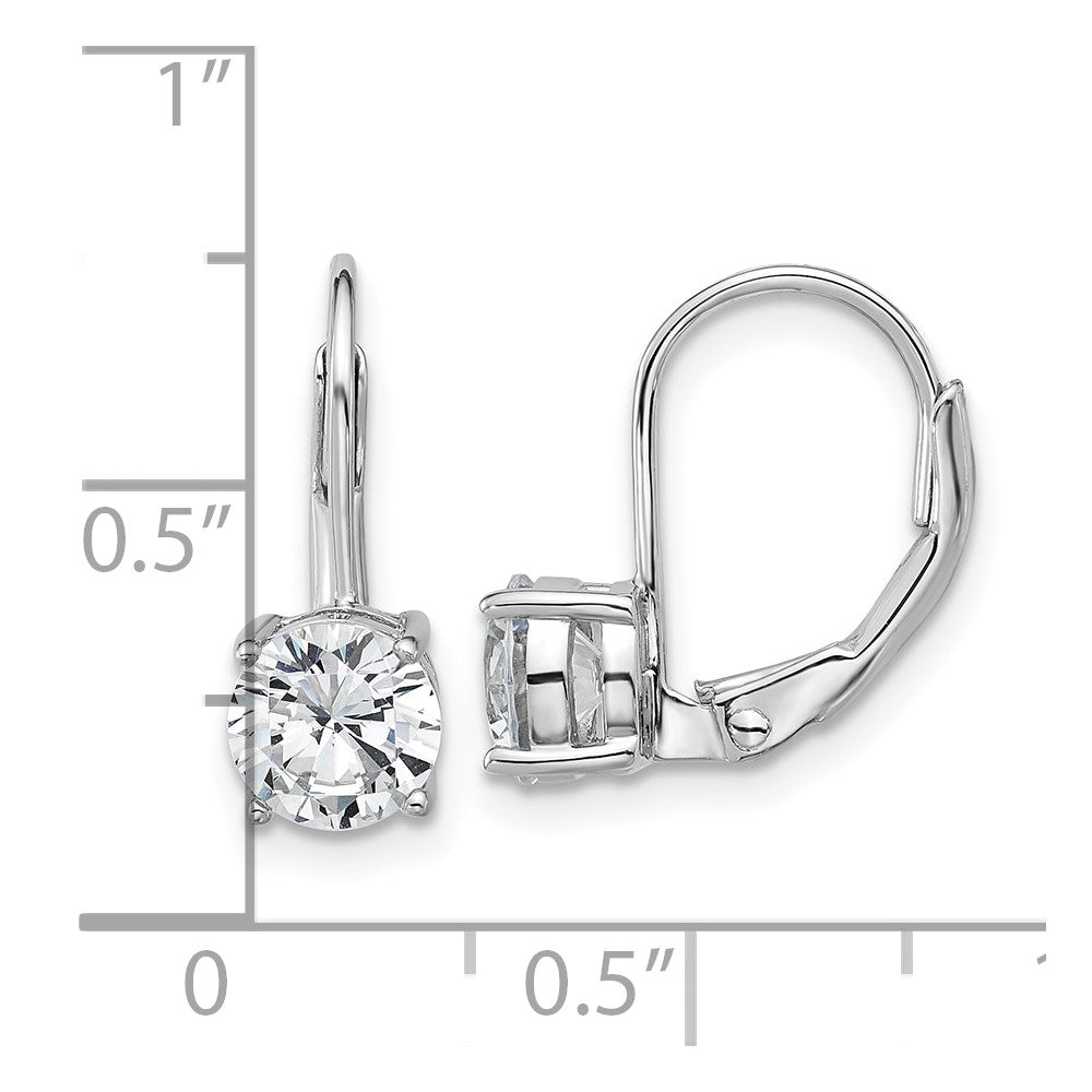 Sterling Shimmer Sterling Silver Rhodium-plated 6mm CZ 2 Stone Leverback Earrings