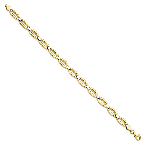 10k Two Tone Gold Fancy Link Bracelet