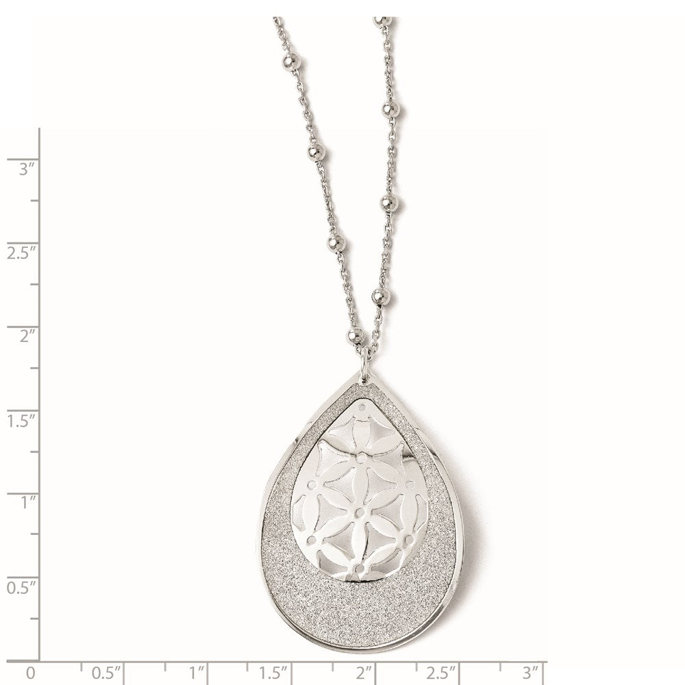 SS Polished Glitter Infused Beaded Necklace w/2in ext