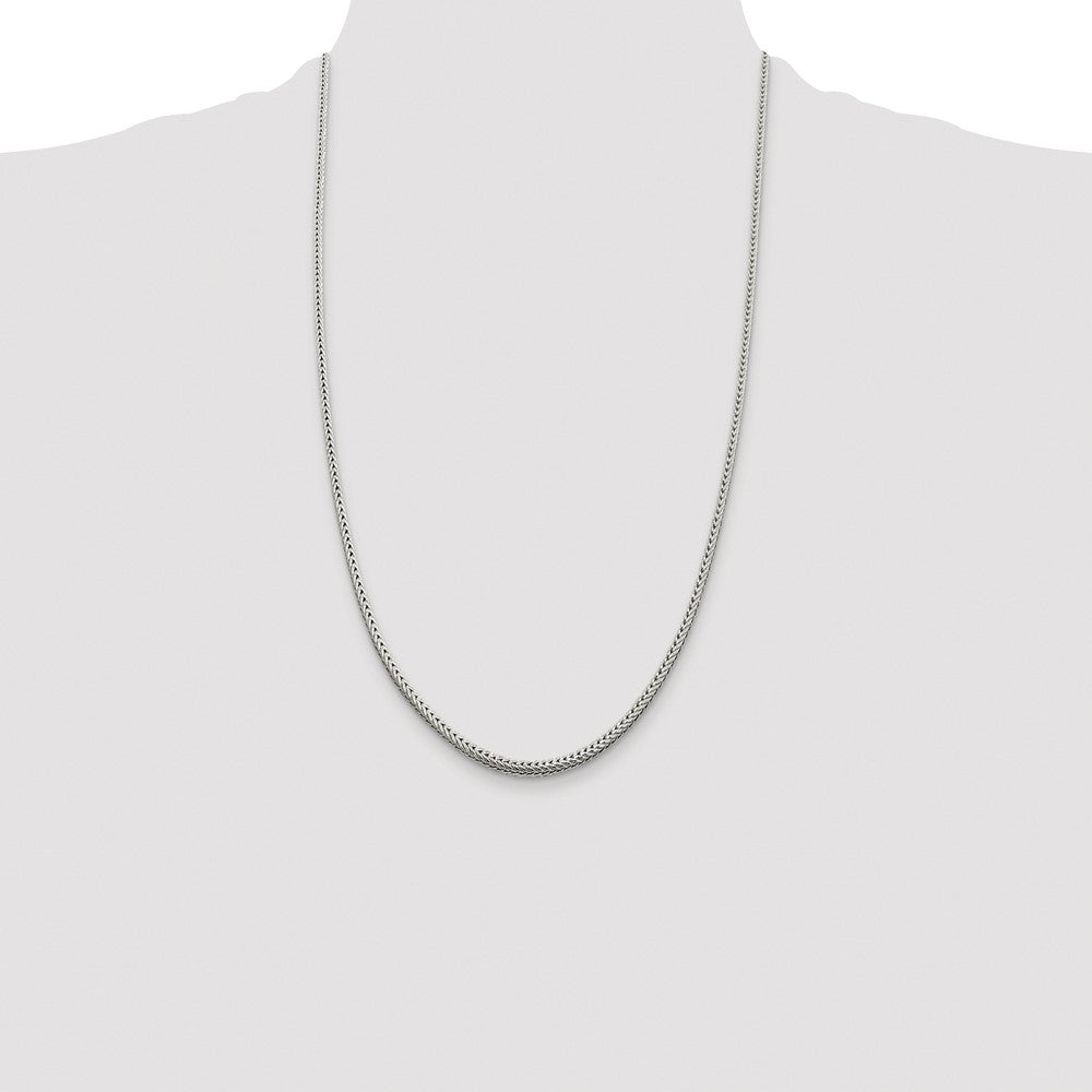 Sterling Silver Rhodium-plated 2.5mm Diamond-cut Round Franco Chain