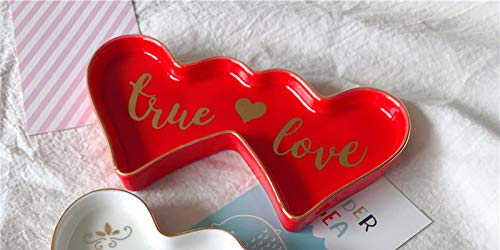 Double-Hearted Ceramic Trinket Plate and Decorative Jewelry Dish