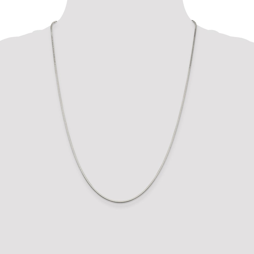 Sterling Silver 1.25mm Square Snake Chain 24 Inches