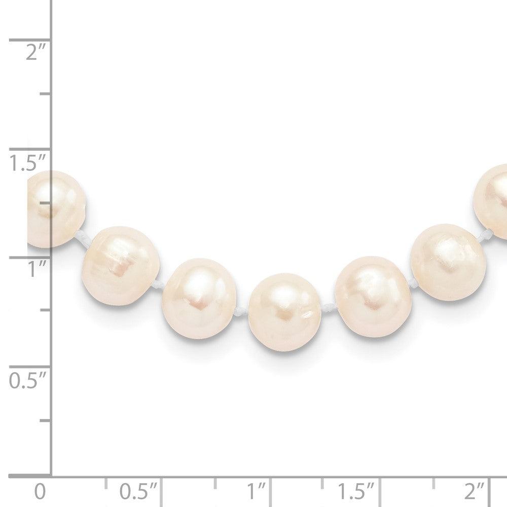 Sterling Silver Rhodium-plated 8-9mm White Near-Round Freshwater Cultured Pearl 28 inch Necklace 28 Inches