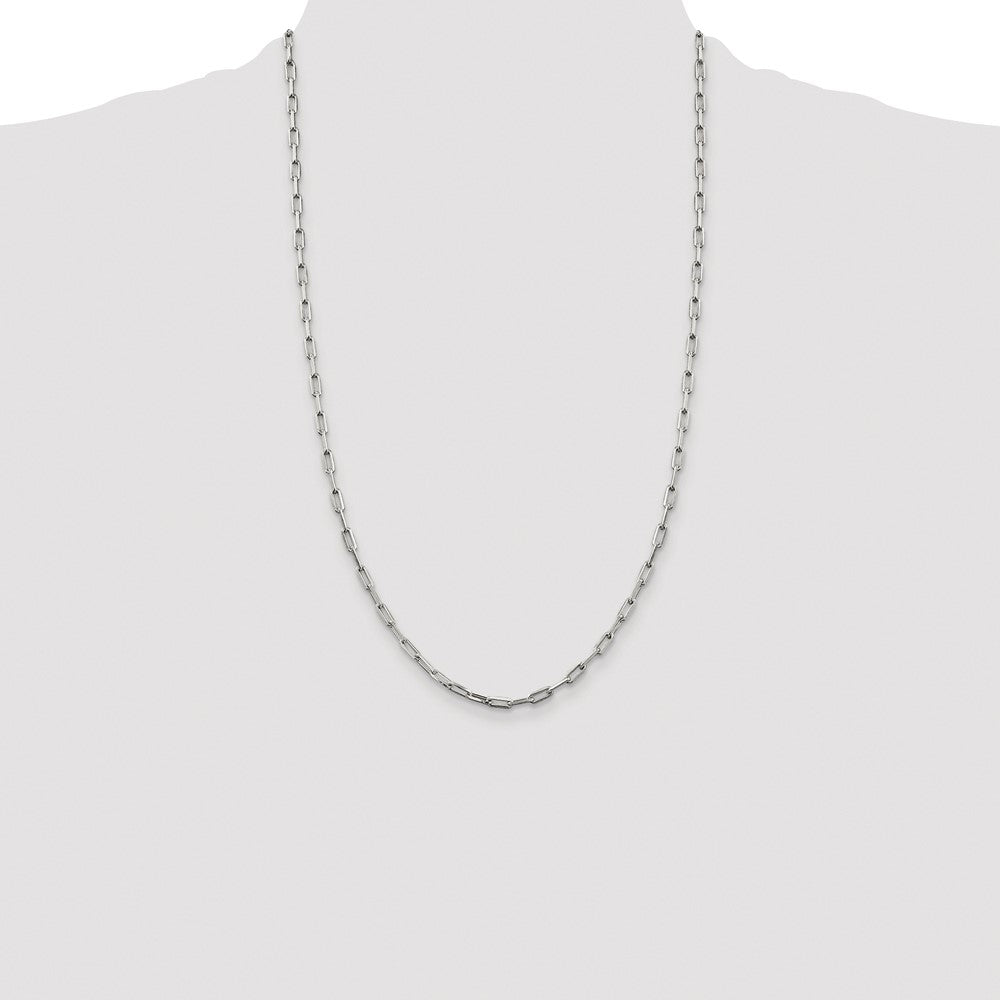 Sterling Silver Rhodium-plated 3.25mm Elongated Open Link Chain
