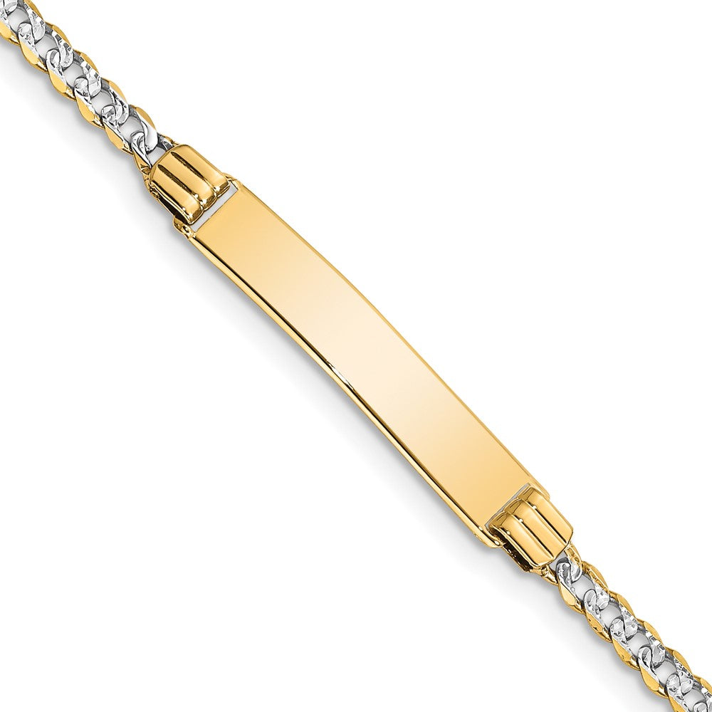 14k with Rhodium Pav‚ Curb ID Bracelet 7 inches