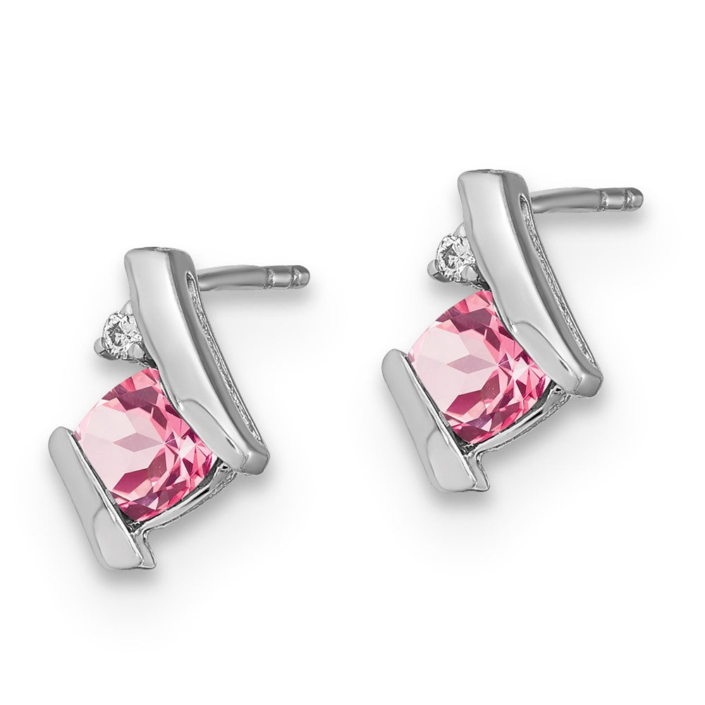 SS Created Sapphire & Diamond Earrings