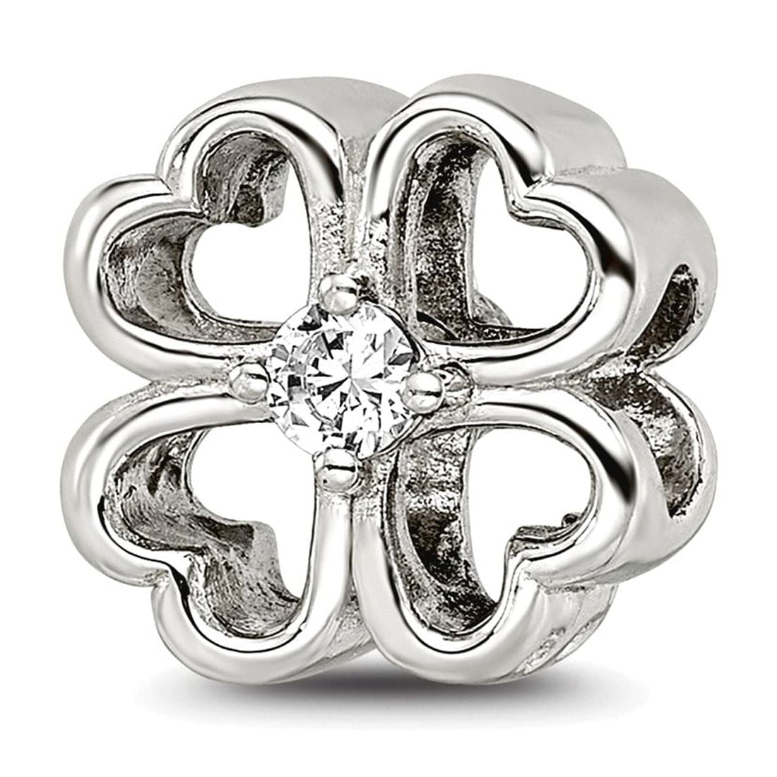 Sterling Silver Reflections Four Leaf Clover w/ CZ Bead