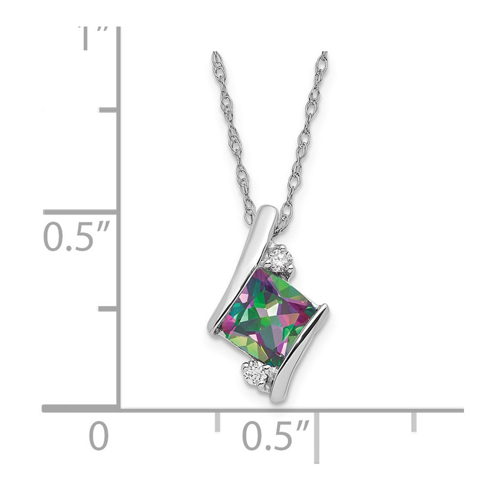 SS Mystic Fire & Diamond Pend Necklace