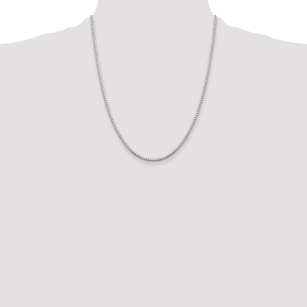 Sterling Silver 2mm 8 Sided Diamond-cut Box Chain 22 Inches