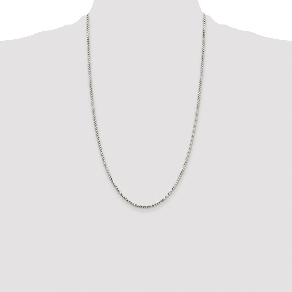 Sterling Silver Rhodium-plated 2mm Round Box Chain