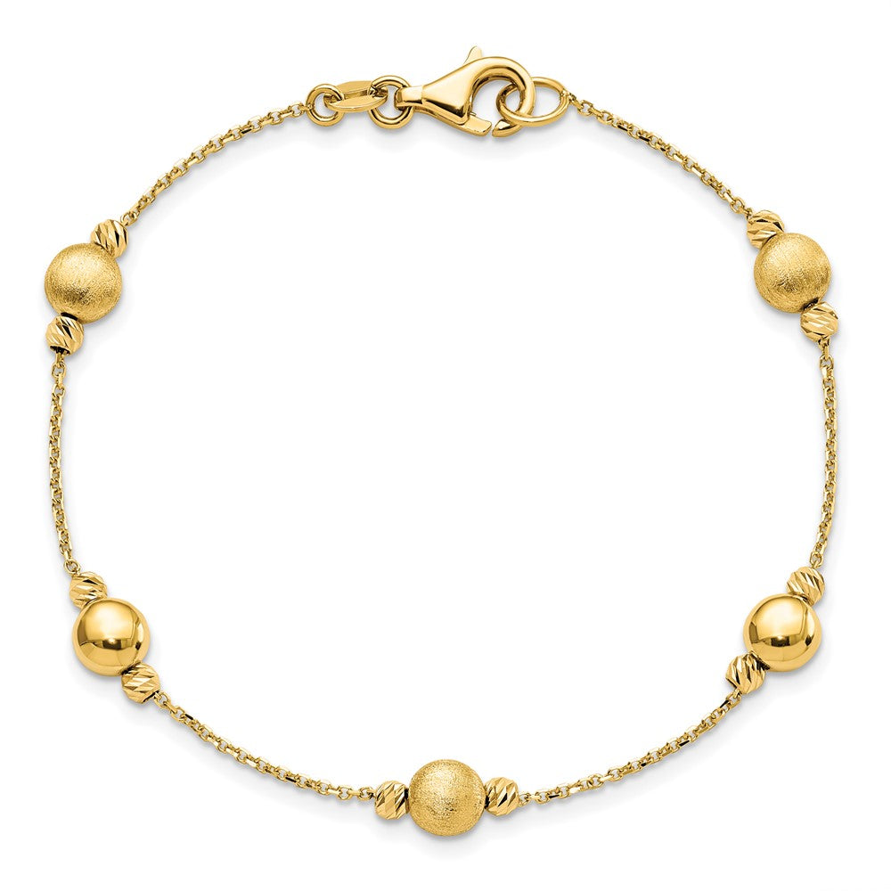 14K D/C Scratch Finish Polished Bracelet 7.5 inches