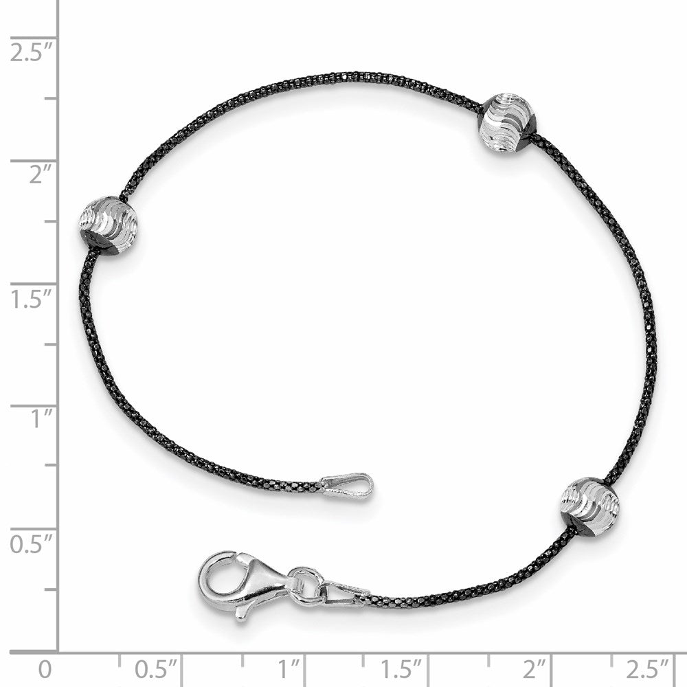 Sterling Silver & Ruthenium D/C Bead Bracelet