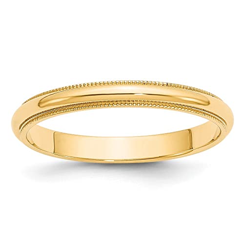 10k Yellow Gold 3mm Milgrain Half Round Wedding Band Size 10