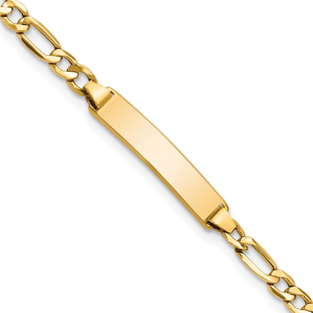 14k Semi-Solid Figaro Link ID Bracelet 6 inches