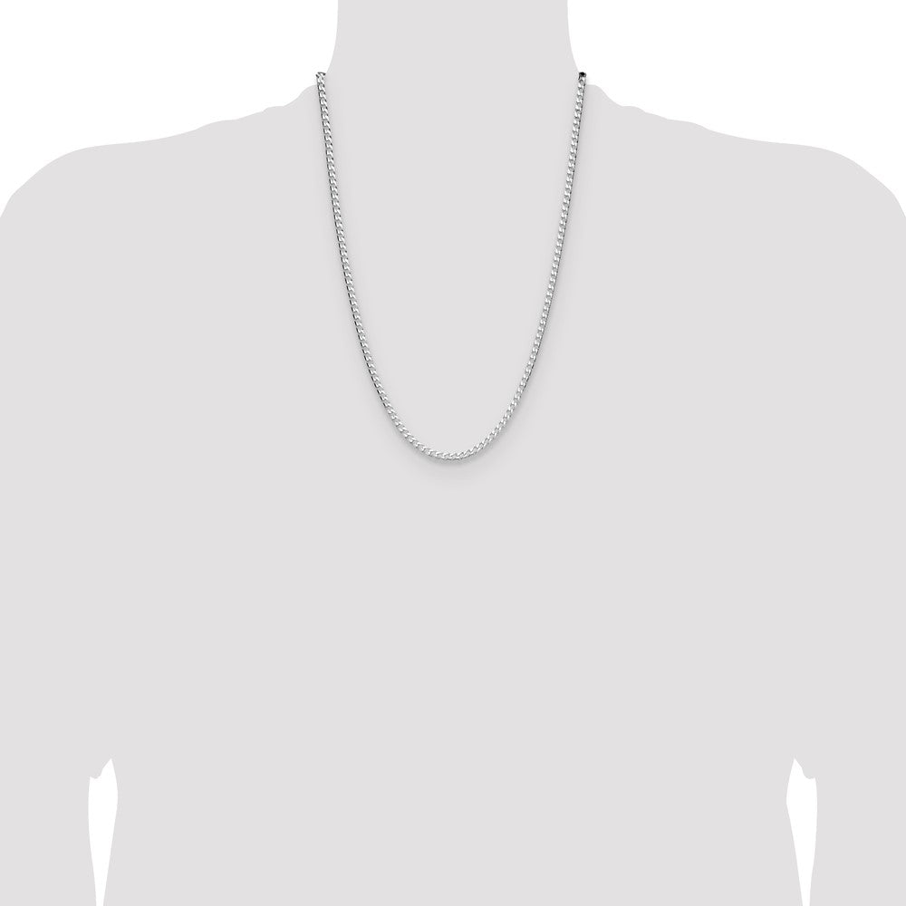 Sterling Silver Rhodium-plated 3.25mm D/C Square Curb Chain