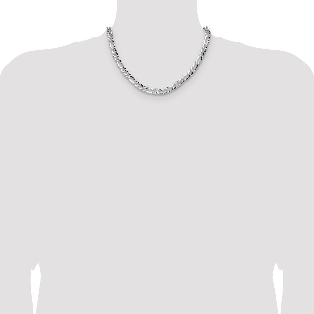 Sterling Silver 7.6mm Hammered Figaro Chain