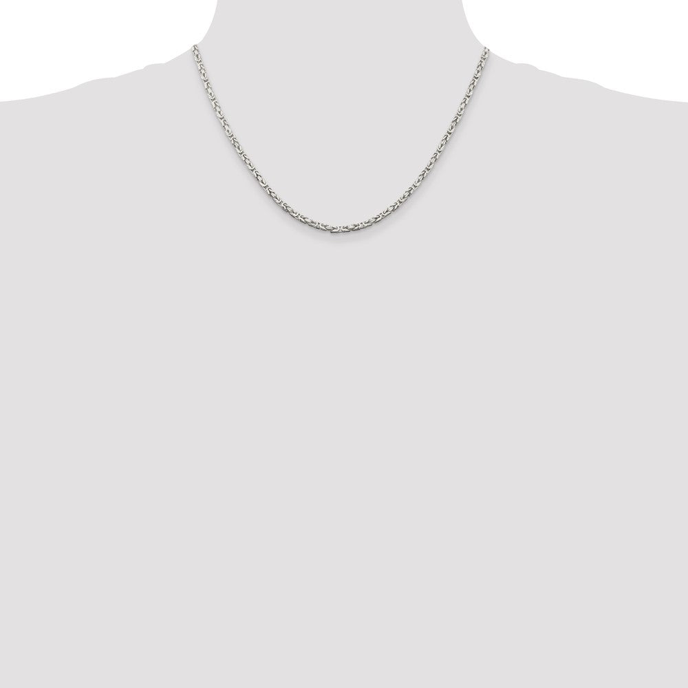 Sterling Silver 2.5mm Byzantine Chain 18 Inches