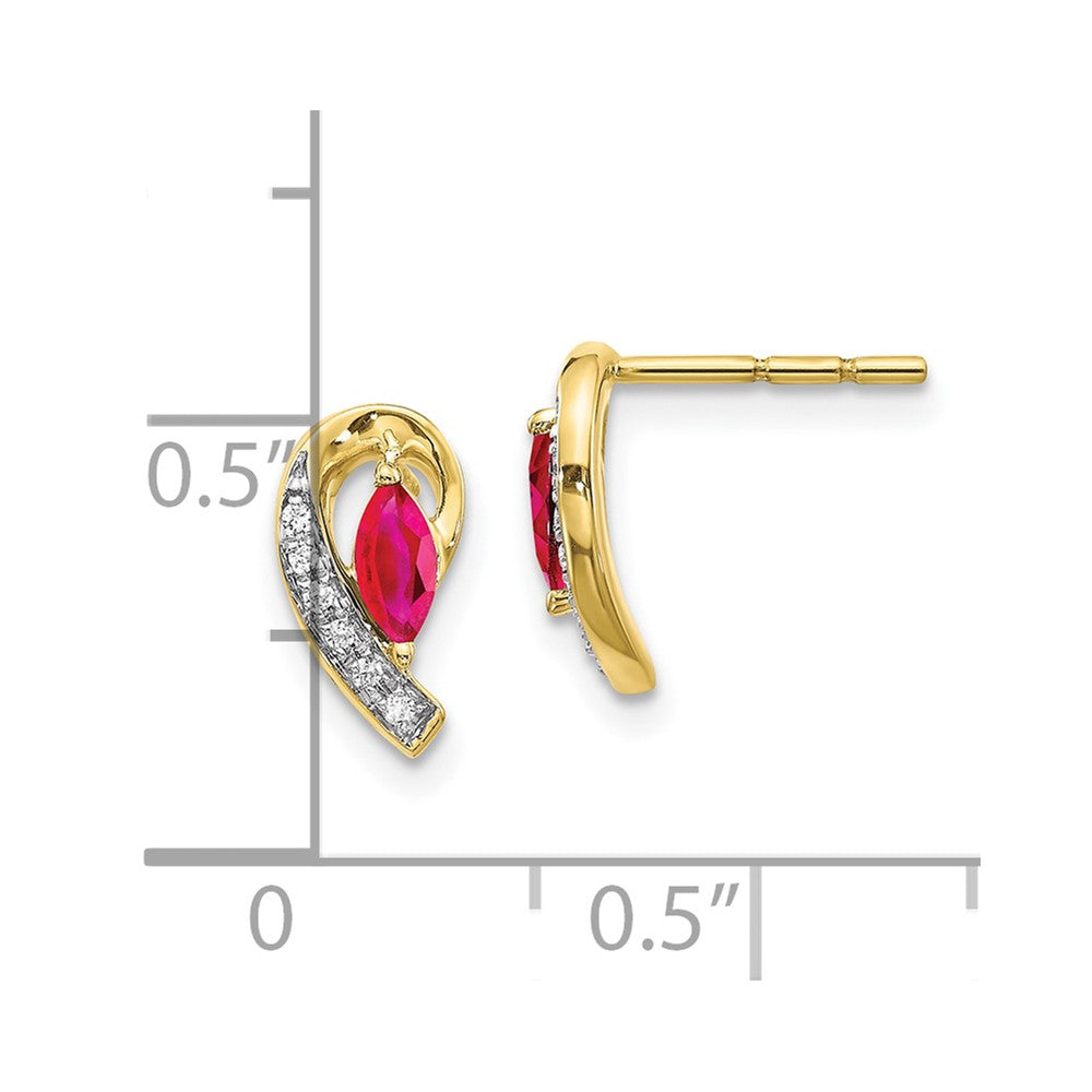 10k Diamond and Ruby Earrings