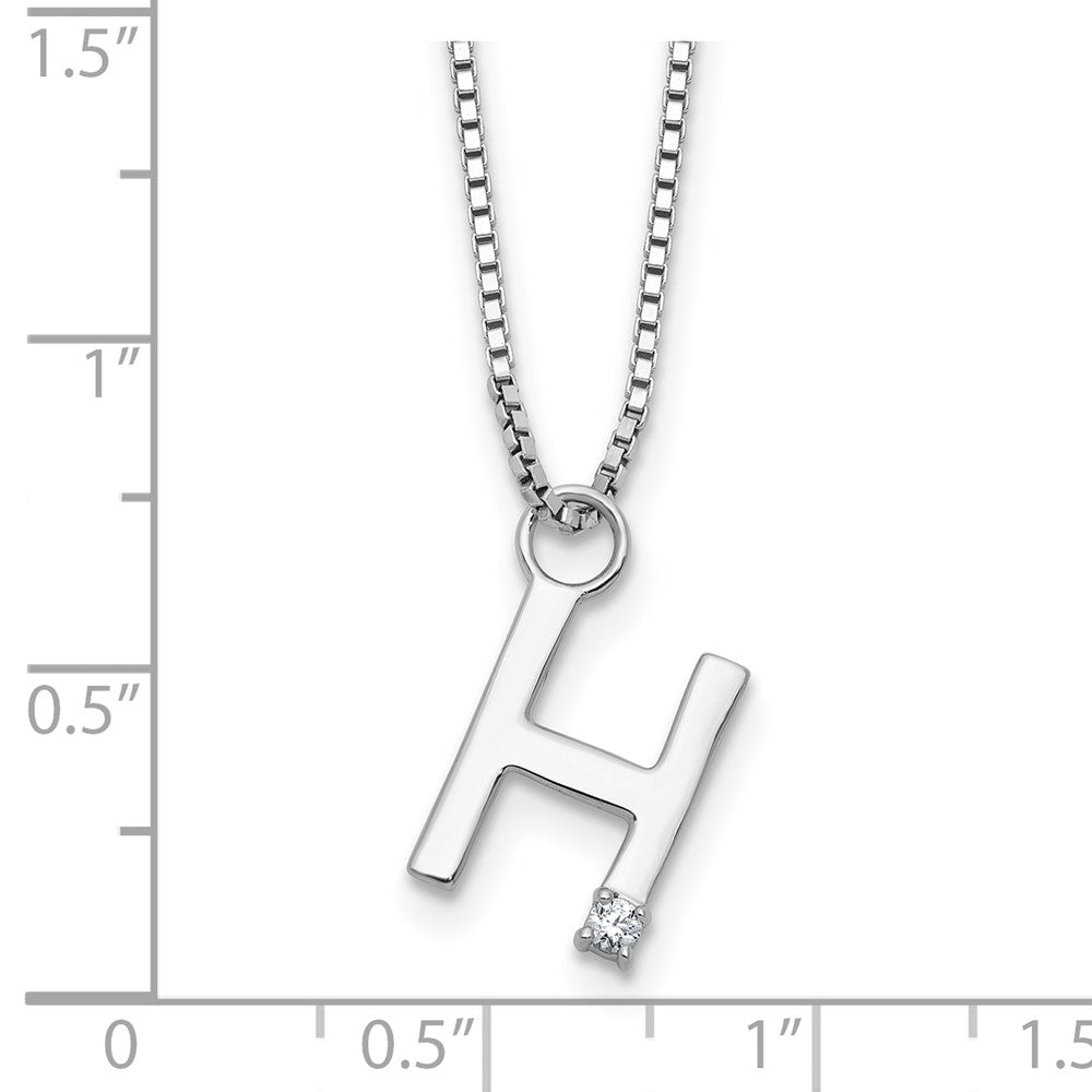 White Ice Sterling Silver Rhodium-plated 18 inch Diamond Letter H Initial Necklace plus 2 inch Extender 18 Inches