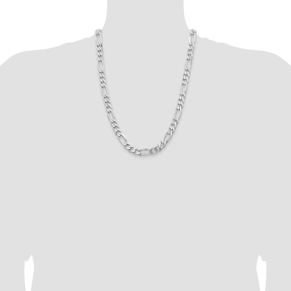 Sterling Silver Rhodium-plated 9mm Figaro Chain 24 Inches