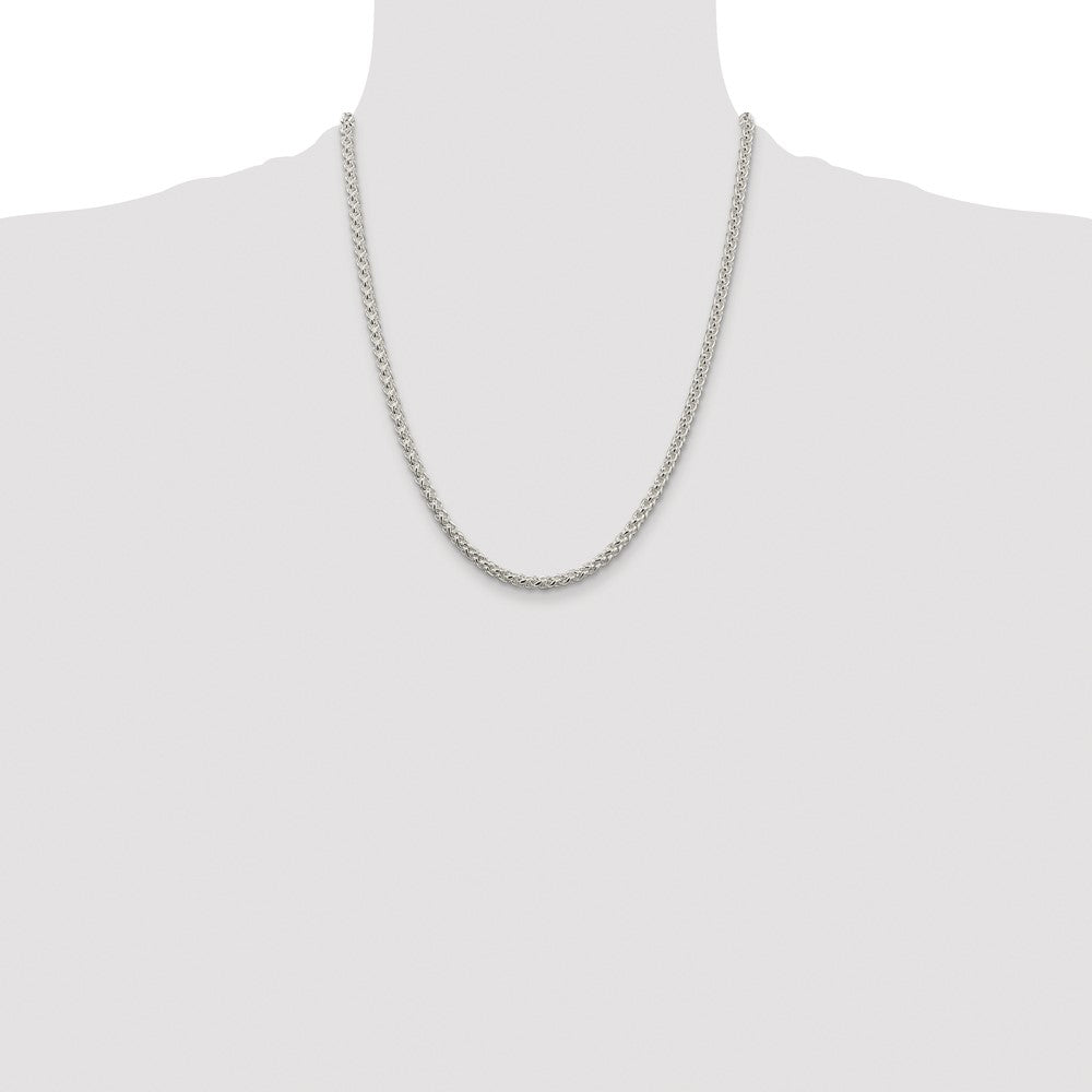 Sterling Silver Rhodium-plated 4mm Round Spiga Chain