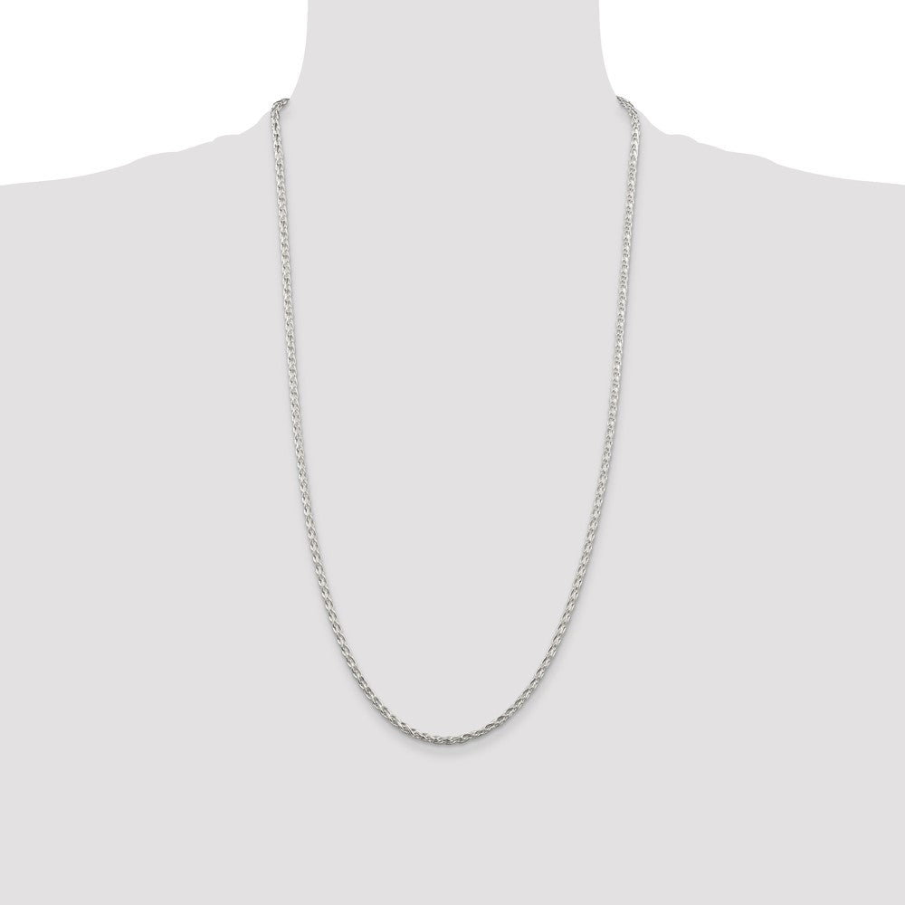 Sterling Silver 2.85mm Diamond-cut Round Spiga Chain 28 Inches