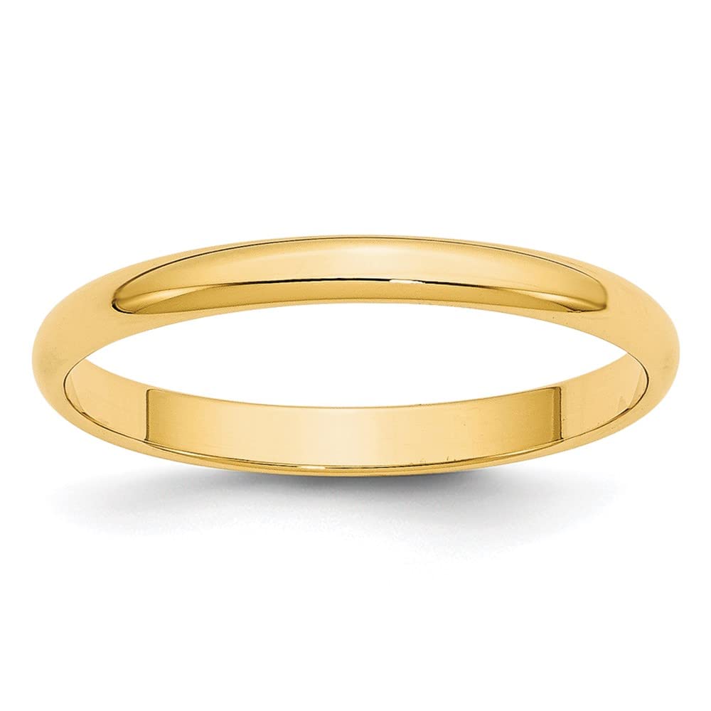 10k Yellow Gold 2.5mm Lightweight Half Round Wedding Band Size 9