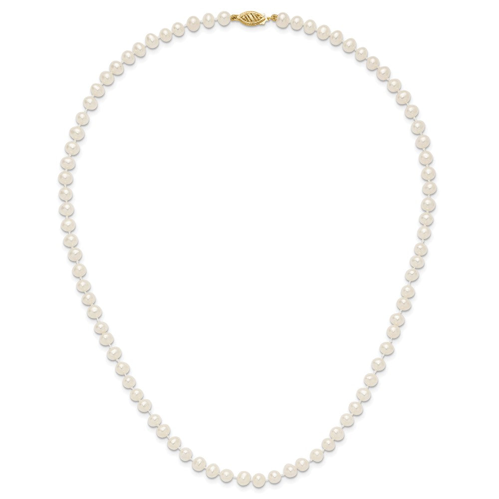 10k 5-6mm White Near-Round Freshwater Cultured Pearl 18 inch Necklace