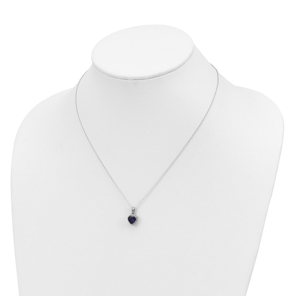 SS Created Sapphire & Diamond Necklace