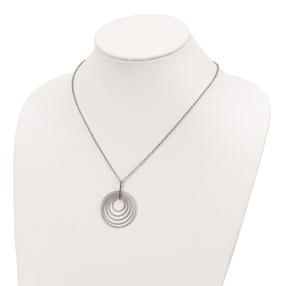 Sterling Silver Rhodium-plated D/C Multi-Circles w/2in ext Necklace 18 Inches