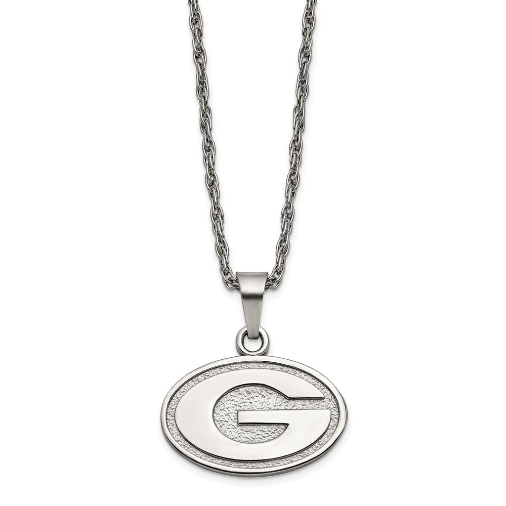 Stainless Steel LogoArt University of Georgia Letter G 18 inch Necklace with 2 inch Extender QST516UGA