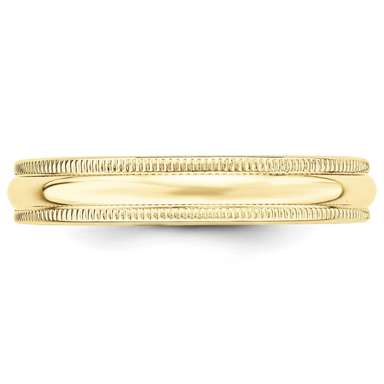 10k Yellow Gold 4mm Milgrain Half Round Wedding Band Size 5