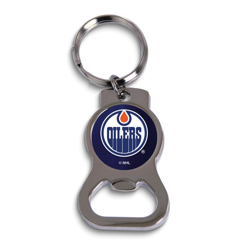 NHL Edmonton Oilers Silver-tone Bottle Opener Key Ring by Rico Industries