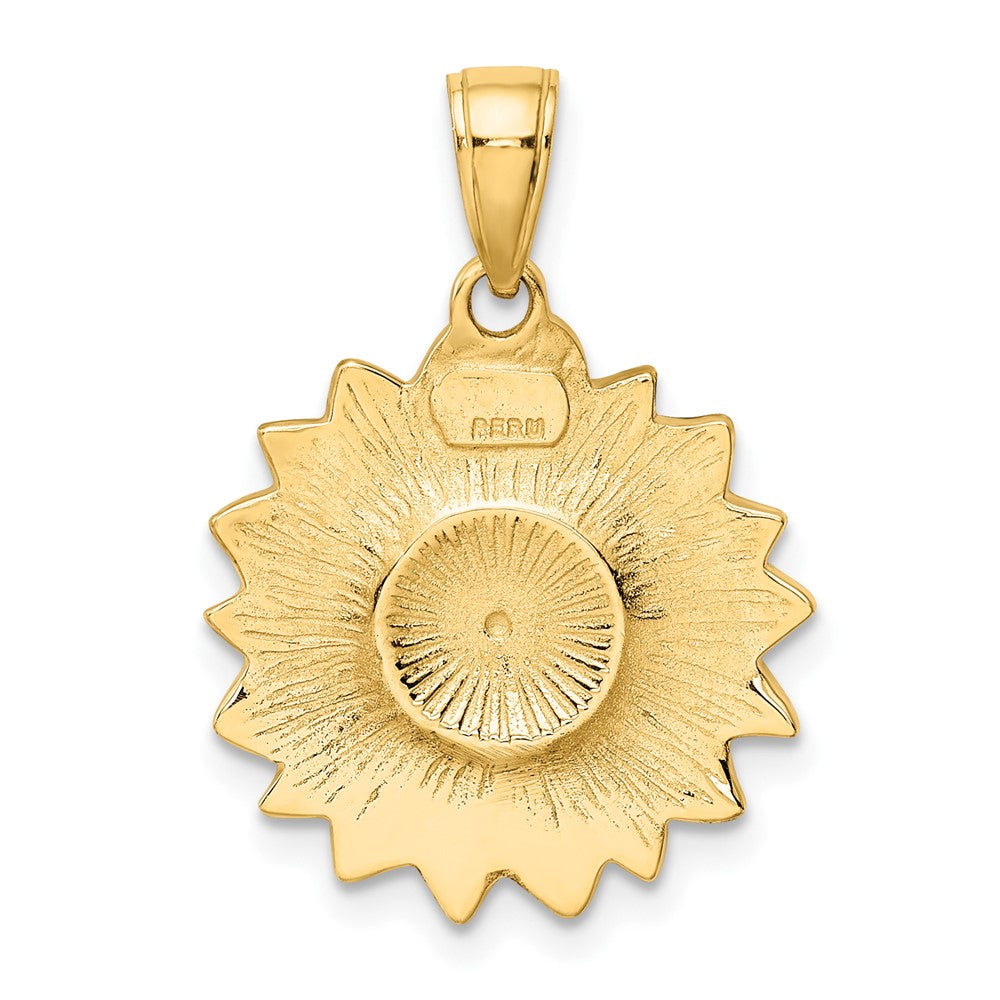 10k Enameled Yellow Sunflower Pendant