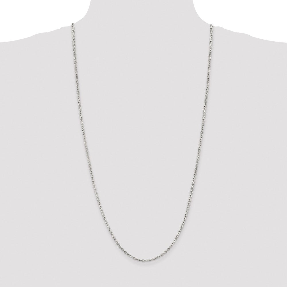 Sterling Silver Rhodium-plated 2.75mm Beveled Oval Cable Chain