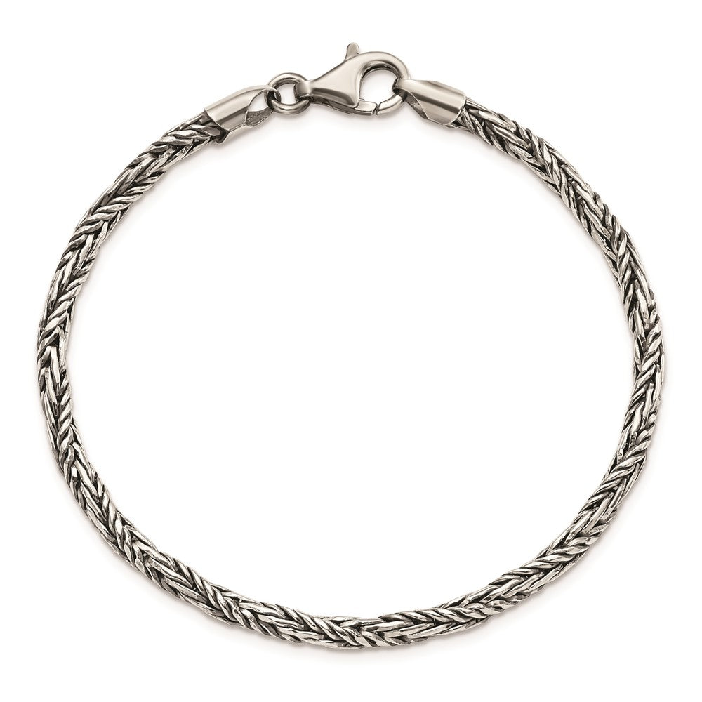 Sterling Silver Antiqued Polished Rope Bracelet 8 inches