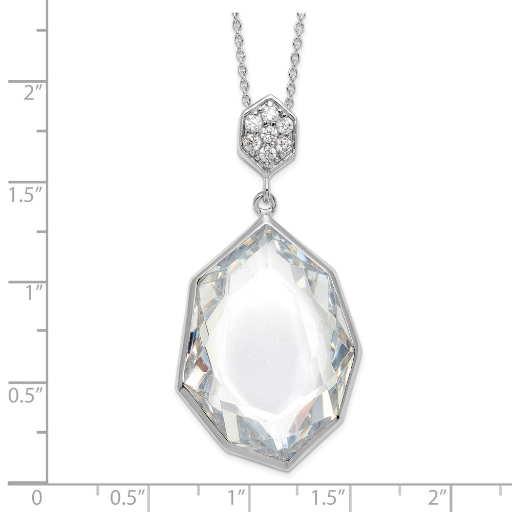 Sterling Silver Rhodium-plated CZ Pendant 18 inch Necklace
