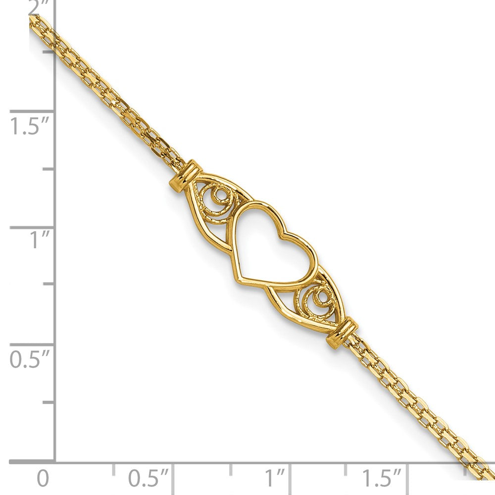 14k Polished Heart 9inch Anklet