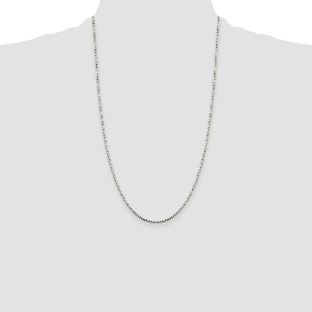 Sterling Silver Rhodium-plated 1.5mm 8 Sided Diamond-cut Box Chain