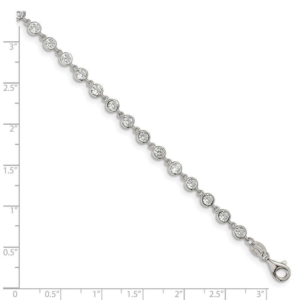 Sterling Silver Rhodium-plated W/ 1 in ext. CZ Bracelet 7 inches