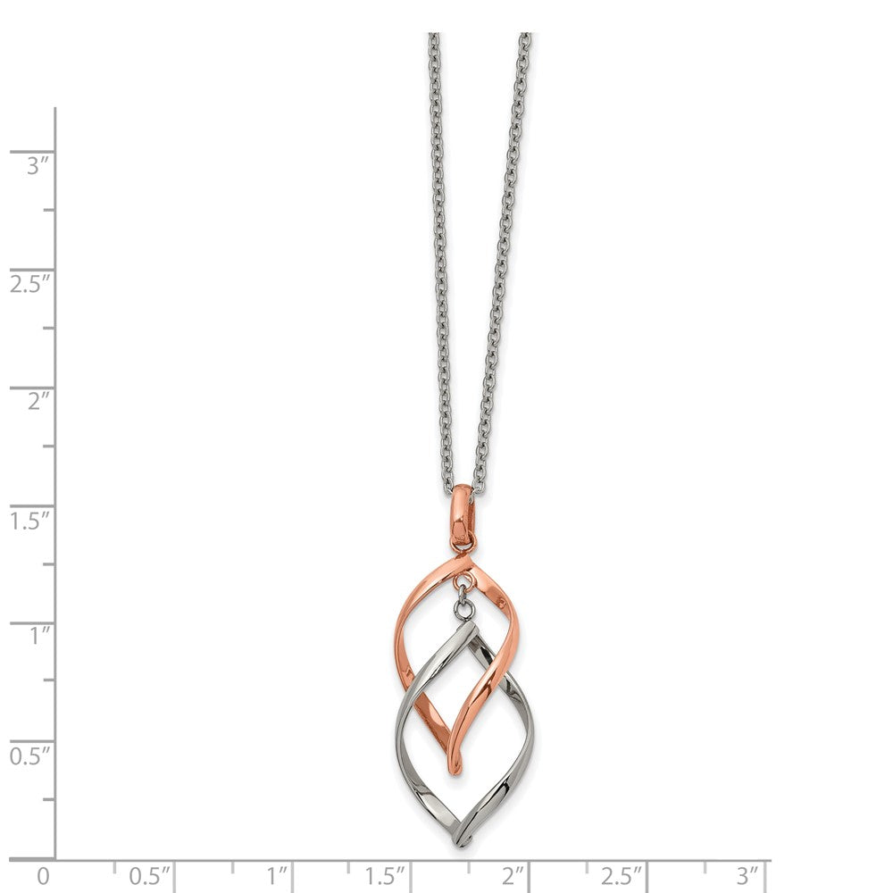 Stainless Steel Polished Rose IP-plated 16in w/2in ext Necklace