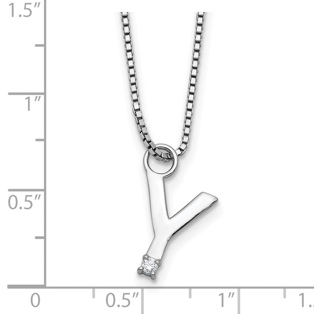 White Ice Sterling Silver Rhodium-plated 18 inch Diamond Letter Y Initial Necklace plus 2 inch Extender 18 Inches
