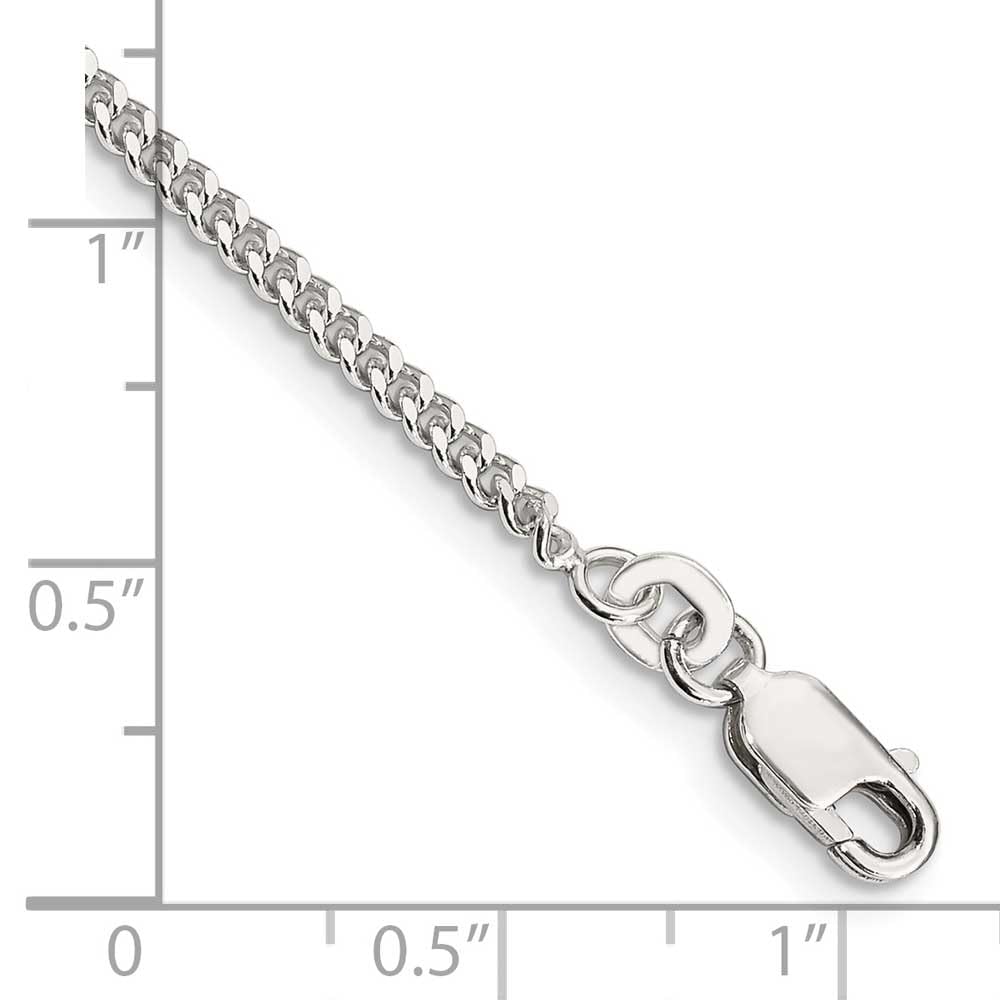 Sterling Silver 2mm Curb Chain Anklet 9 inches