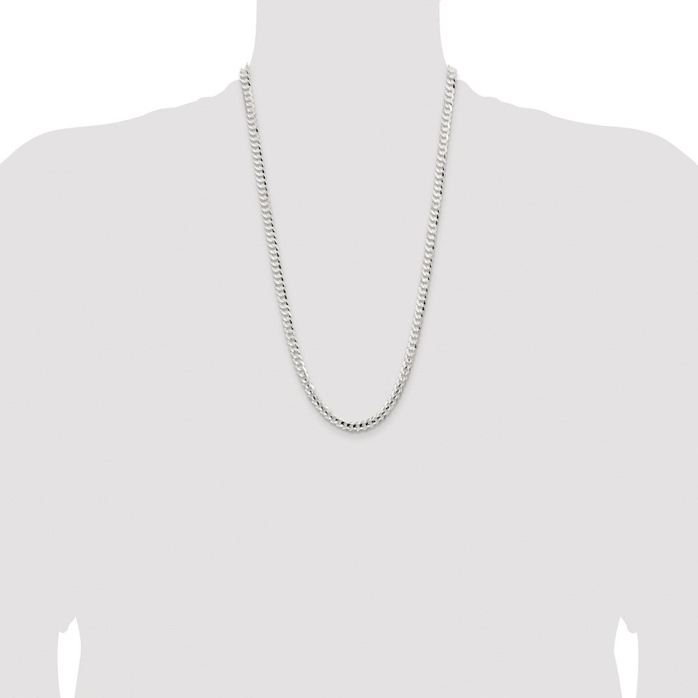 Sterling Silver Rhodium-plated 5.65mm Concave Beveled Curb Chain